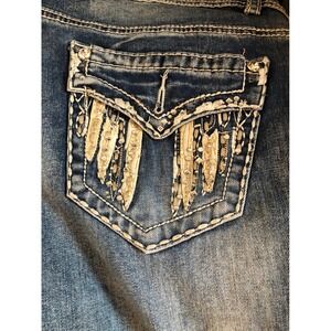 Rebel & Soul Womens Embellished Bootcut Jeans Size 8 Medium Wash
